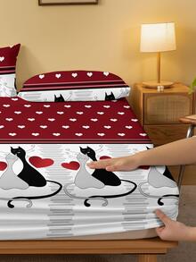 1 Tấm Tấm Trang Bị Được Chải In Hình Trái Tim Phong Cách Công Chúa Tối Giản, Vỏ Chống Bụi Thoáng Khí Thân Thiện Với Da Cho Trẻ Em/Học Sinh/Người Lớn Phòng Ngủ Bộ Đồ Giường Dệt Gia Đình - Nhiều màu - Xem 4