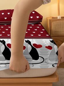 1 Tấm Tấm Trang Bị Được Chải In Hình Trái Tim Phong Cách Công Chúa Tối Giản, Vỏ Chống Bụi Thoáng Khí Thân Thiện Với Da Cho Trẻ Em/Học Sinh/Người Lớn Phòng Ngủ Bộ Đồ Giường Dệt Gia Đình - Nhiều màu - Xem 3