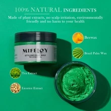 Temporary Hair Color Wax With Dye Brush, Instant Natural Hairstyle Cream 4.23 Oz, Disposable Coloring Mud For Men Women, Grey Styling Pomades, Party Cosplay DIY Halloween - Groen - Bekijken 2