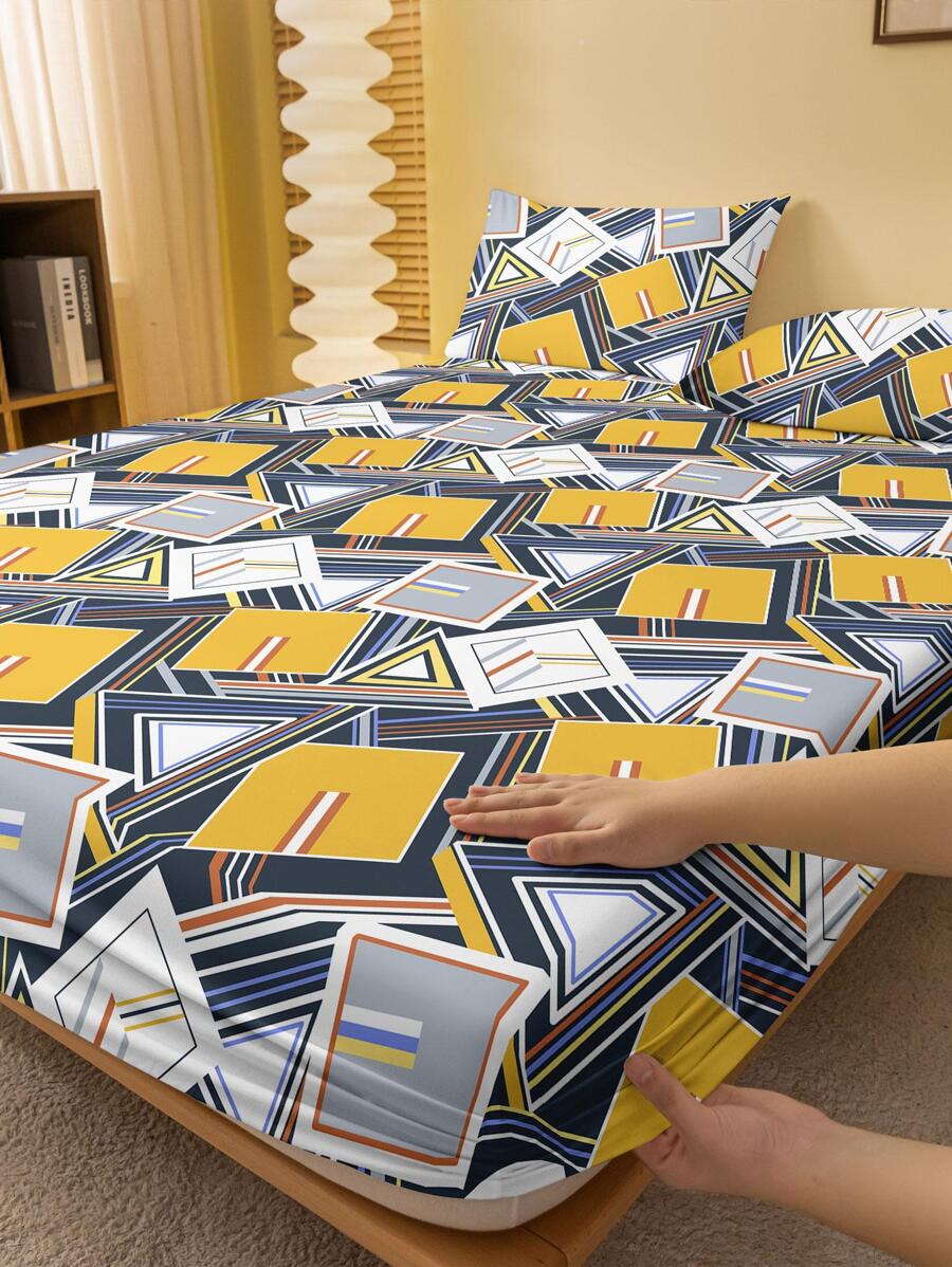 1pc Fashionable Minimalist Feather Printed Brushed Bedspread Skin-Friendly Breathable Bed Cover Bedding - Multicolor - View 1