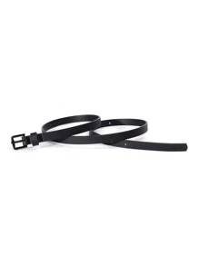 1pc Women Square Buckle Fashion Versatile Skinny Belt For Dress Decoration Summer, School