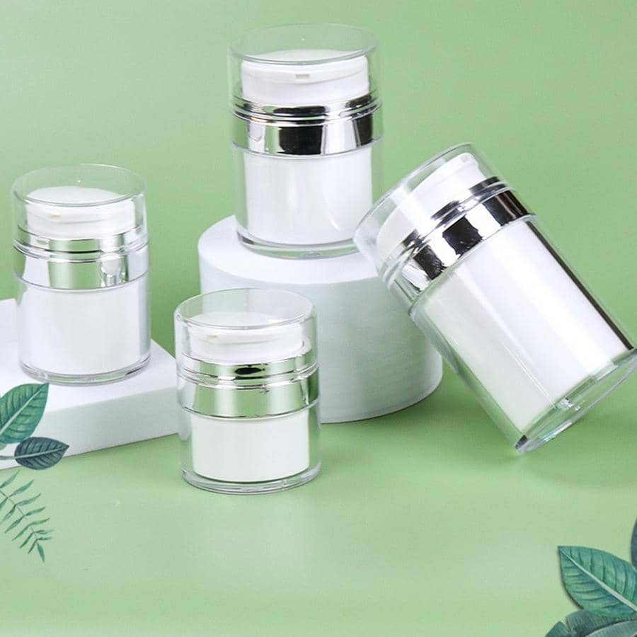 真空面霜瓶裝化妝品旅行用壓粉底妝瓶裝乳液壓霜 - 白色 - 查看 1