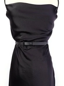 1pc Women Square Buckle Fashion Versatile Skinny Belt For Dress Decoration Summer, School