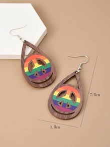 彩虹條紋圖案水滴形耳墜 - 彩色 - 查看 3