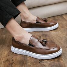 Loafer Shoes With Tassel Decorations Fashion Slip-on Shoes - Brown - View 6