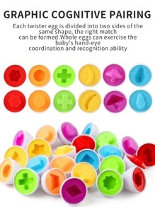 6入組隨機圖案的蛋形嬰兒學習教育玩具，智能蛋玩具遊戲，適合兒童禮物（有些零件可能是隨機的）。學校、學生、文具、學習用品。 - 白色 - 查看 5