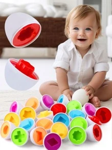 6入組隨機圖案的蛋形嬰兒學習教育玩具，智能蛋玩具遊戲，適合兒童禮物（有些零件可能是隨機的）。學校、學生、文具、學習用品。 - 白色 - 查看 1