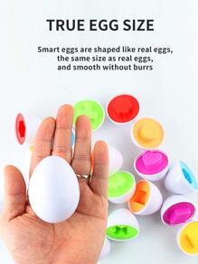 6入組隨機圖案的蛋形嬰兒學習教育玩具，智能蛋玩具遊戲，適合兒童禮物（有些零件可能是隨機的）。學校、學生、文具、學習用品。 - 白色 - 查看 4