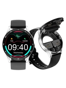 1 reloj inteligente, correa de silicona negra, fecha deportiva, alarma, seguimiento del sueño, control del ritmo cardíaco, esfera redonda, Compatible con Android y iPhone - Negro - Ver 3