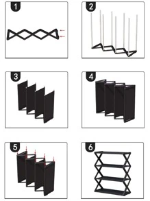 1pc Small Size X-Shaped Cloth Dustproof Shoe Rack, Assembled, Home Storage Organizer - Black - View 4