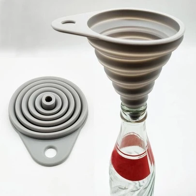 1pc Silicone Funnel, Minimalist Grey Foldable Kitchen Funnel For Kitchen