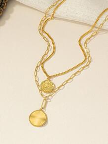 1 Đồng Xu Thời Trang Mặt Dây Chuyền Đôi Lớp Dây Chuyền Vòng Cổ Dành Cho Nữ Dự Tiệc & Tiệc - Vàng - Xem 5