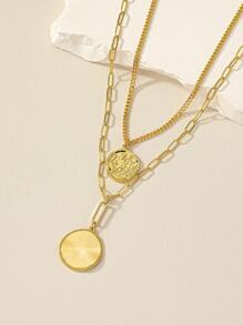 1 Đồng Xu Thời Trang Mặt Dây Chuyền Đôi Lớp Dây Chuyền Vòng Cổ Dành Cho Nữ Dự Tiệc & Tiệc - Vàng - Xem 1