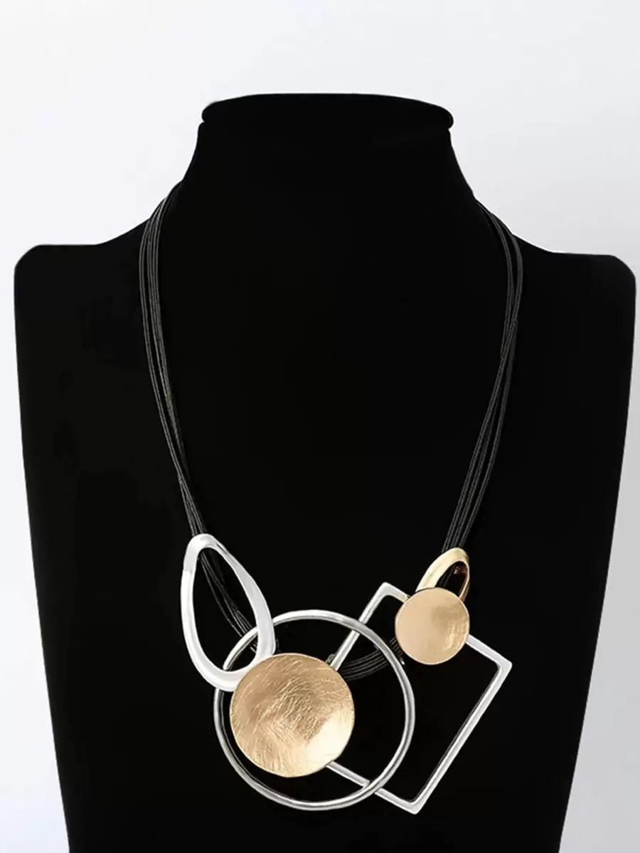 Dây chuyền họa tiết hình học cổ điển với mặt dây chuyền, phong cách Gothic, phù hợp cho phụ nữ. - Vàng - Xem 1