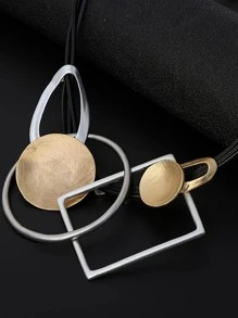 Dây chuyền họa tiết hình học cổ điển với mặt dây chuyền, phong cách Gothic, phù hợp cho phụ nữ. - Vàng - Xem 2