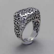 1 chiếc nhẫn hợp kim kẽm hợp kim kẽm thời trang cho phụ nữ trang trí tiệc - Bạc - Xem 1