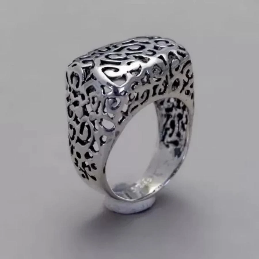 1 chiếc nhẫn hợp kim kẽm hợp kim kẽm thời trang cho phụ nữ trang trí tiệc - Bạc - Xem 1