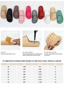 Women's Summer Casual Bathroom Cloud Slippers Indoor And Outdoor Soft & Comfortable Thick Sole Shock Absorbing Cloud Sandals - 卡其色 - 查看 8