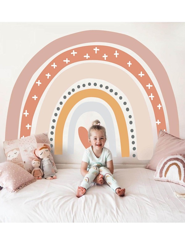 1pc Boho Rainbow Beige Pink Wall Sticker DIY Removable Wall Decals Nursery Girls Room Playroom