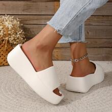 de moda Chanclas para blanco con banda única de plástico Zapatillas