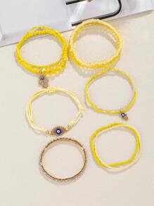 9 chiếc vòng tay tình bạn đính hạt hình mắt quỷ phong cách Bohemian - Màu vàng - Xem 2