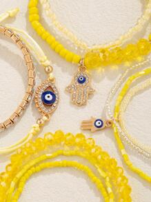 9 chiếc vòng tay tình bạn đính hạt hình mắt quỷ phong cách Bohemian - Màu vàng - Xem 3