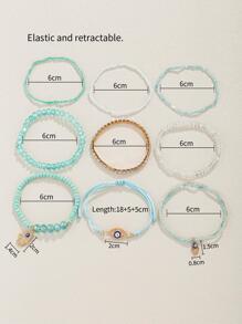 9pcs Phong cách Bohemian Mắt ác & Cơm Hạt Vòng tay - Màu xanh lam - Xem 4