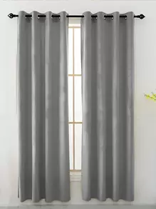 Solid Color Single Panel Curtain, Simple Grey Soft Single Panel Blackout Curtain For Bedroom And Living Room - Grey - View 1