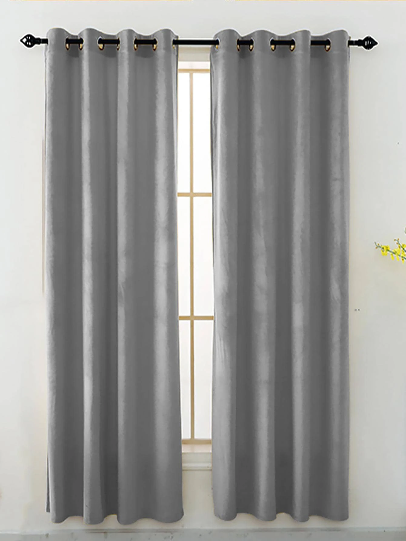 Solid Color Single Panel Curtain, Simple Grey Soft Single Panel Blackout Curtain For Bedroom And Living Room - Grey - View 1