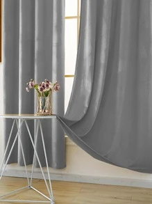 Solid Color Single Panel Curtain, Simple Grey Soft Single Panel Blackout Curtain For Bedroom And Living Room - Grey - View 4