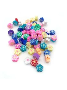 50pcs Flower Design Random DIY Bead, Simple Mini Flower Shaped Bead For Jewelry Making - Multicolor - View 5