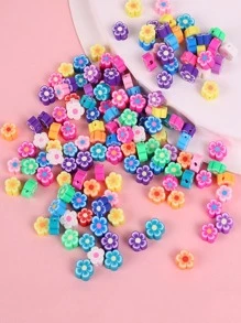 50pcs Flower Design Random DIY Bead, Simple Mini Flower Shaped Bead For Jewelry Making - Multicolor - View 1