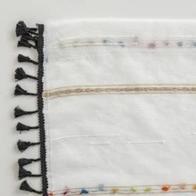 Pom Pom Decor Màn Đơn Bảng Sheer, Boho Tua Rua Trang Trí Lọc Ánh Sáng Riêng Tư Màn Sheer Cho Hộ Gia Đình - Đen và trắng - Xem 7