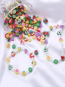 50顆水果設計隨機DIY珠子，用於珠寶製作簡單迷你水果形珠子