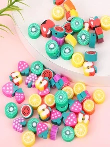 50顆水果設計隨機DIY珠子，用於珠寶製作簡單迷你水果形珠子