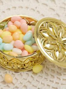 2 Piezas Caja De Dulces De Plástico En Forma De Flor Dorada, Hueco-tallado, Perfecto Para Bodas/baby Shower/navidad/cumpleaños/fiesta Como Regalo - Dorado - Ver 4