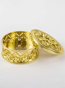 2 Piezas Caja De Dulces De Plástico En Forma De Flor Dorada, Hueco-tallado, Perfecto Para Bodas/baby Shower/navidad/cumpleaños/fiesta Como Regalo - Dorado - Ver 5