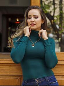 Women's Long Sleeve Second Skin Blouse - 軍綠色 - 查看 2