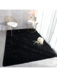 Alfombra Decorativa 200 X 160 Cm Sala De Estar Y Dormitorio - Negro - Ver 1
