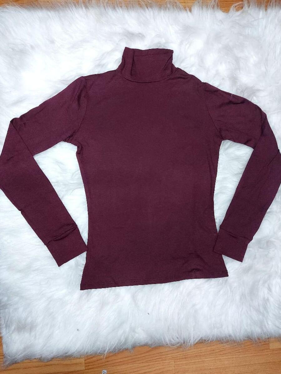 Women's Long Sleeve Second Skin Blouse - Màu Đỏ Sâu - Xem 1