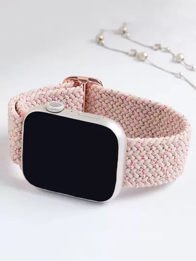 1pc Pink Sakura Men Women Nylon Loop Watch Band Compatible With Apple Watch Band Compatible With Apple Watch 42mm 38mm 40mm 41mm 44mm 45mm 46mm 49mm Fashion Smart Watch Replacement Watch Strap For Series Ultra2 Ultra SE2 SE 11 10 9 8 7 6 5 4 3 2 1 For Women Men As A Gift For Students Returning To School