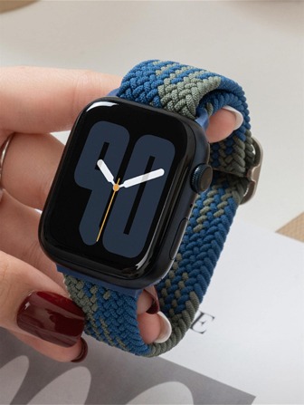 Colorblock Braided Nylon Watchband Compatible With Apple Watch Band Compatible With Apple Watch 42mm 38mm 40mm 41mm 44mm 45mm 46mm 49mm Fashion Smart Watch Replacement Watch Strap For Series Ultra2 Ultra SE2 SE 11 10 9 8 7 6 5 4 3 2 1 For Women Men As A Gift For Students Returning To School