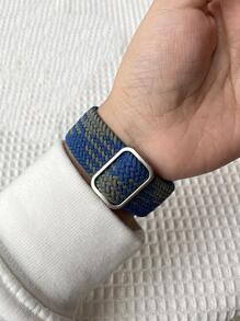 撞色编织尼龙表带，兼容 42mm、38mm、40mm、41mm、44mm、45mm、46mm、49mm，时尚智能手表替换表带，适用于 Ultra2、Ultra SE2、SE 11、10、9、8、7、6、5、4、3、2、1 系列，男女通用，学生返校季理想礼物 - 彩色 - 查看 6