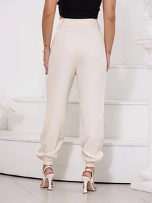 Women Pants - 杏色 - 查看 5