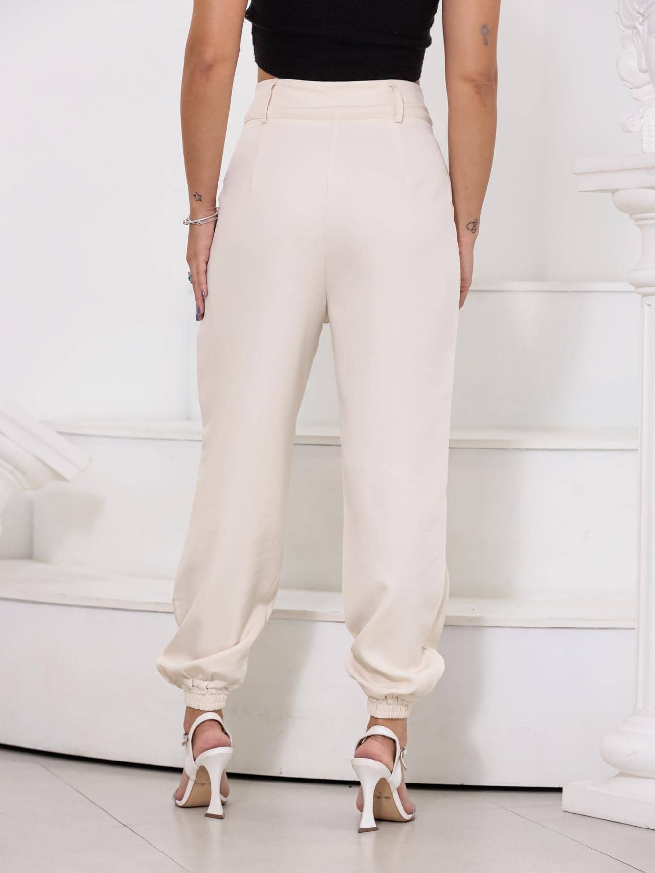 Women Pants - 杏色 - 查看 5
