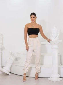 Women Pants - 杏色 - 查看 1