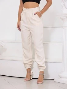 Women Pants - 杏色 - 查看 3