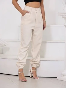 Women Pants - 杏色 - 查看 4