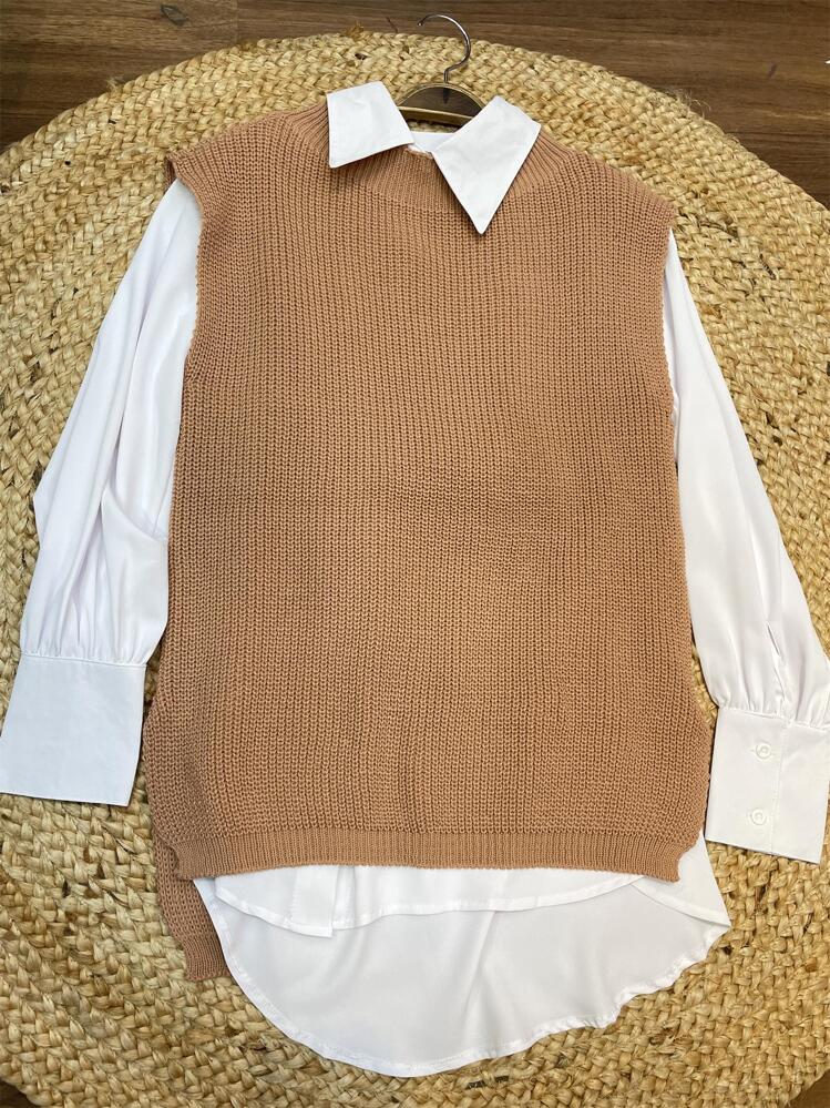 Women Knit Tops - Màu be - Xem 2