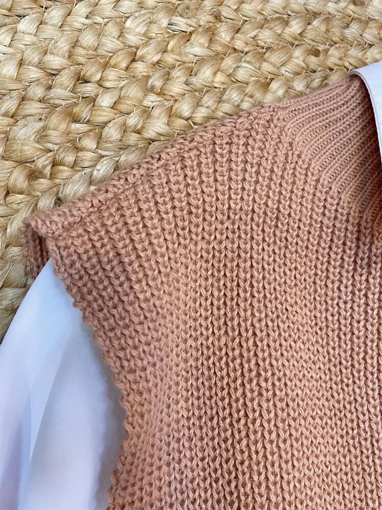 Women Knit Tops - Màu be - Xem 4